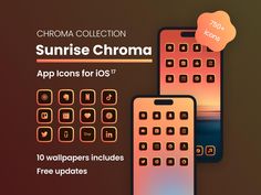 the sunrise chroma app icons for iphones includes 10 wallpapers including free updates