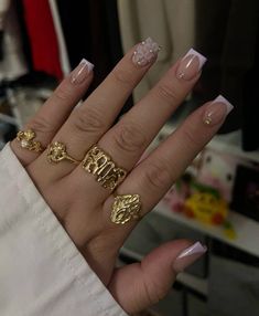 Short Nails With Gems, Ideas Uñas, Girly Acrylic, Fancy Nails Designs, Gem Nails, Uñas Acrilicas, Short Acrylic Nails Designs, Pink Girly Things