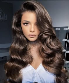 Big Curls Bridesmaid Hair, Fancy Side Part Hairstyles, Old Hollywood Side Swept Hair, Miss Hairstyles, Bouncy Voluminous Curls, Volume At Crown Of Head, How To Get Big Bouncy Curls, Miss America Hair, Volume Wedding Hair