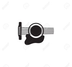 a guitar with strings and a circle on it's neck, in black and white