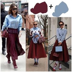 Jewel Tones Outfit Color Combos, Maroon Colour Combination Outfit, Wine Color Combinations Outfits, Burgundy Outfit Ideas Color Combos, Burgundy Colour Combinations, Fashion Trends 2023 Spring Summer Women, Looks Kate Middleton, Rok Outfit