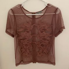 Never Worn Charlotte Russe Top! Casual Lace Mesh Top For Spring, Sheer Brown Top For Summer, Charlotte Russe, Color Purple, Womens Tops, Purple, Color