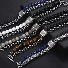 SPECIFICATIONSBrand Name: TrendsmaxGender: MenMaterial: StoneMetals Type: Stainless SteelBracelets Type: Chain & Link BraceletsOrigin: Mainland ChinaCN: GuangdongChain Type: Beaded BraceletItem Type: BraceletsClasp Type: Toggle-claspsCompatibility: All CompatibleShape\pattern: RoundModel Number: DBM24Setting Type: NoneFine or Fashion: FashionStyle: TRENDYCondition: 100% Brand NewOccasion: Jewelry for Anniversary, Engagement, Wedding, Gift, PartyPlace of Origin: Guangdong, China (Mainland)Drop Shipping Jewelry: Accept Drop Shipping, No Price or Brand Information in PackageWholesale Jewelry: Order $200, Free DHL/EMS ShippingJewelry Gift: Gift for Men Boys Boyfriend HusbandProduct Type: Casual Bracelet For Men BoysMeasurement: Width: 14mm Length: 20cm(7.87inch)Weight: 34g Map Stone, Casual Bracelets, Yoga Bracelet, Chain Bracelets, Jewelry Model, Mens Beaded Bracelets, Unique Bracelets, Tiger Eye Stone, Eye Stone