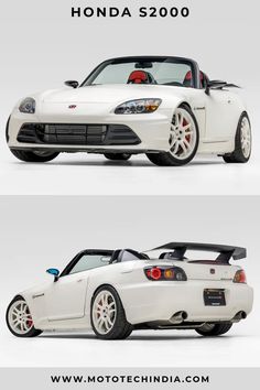 two white sports cars side by side with the words honda s2000 on them