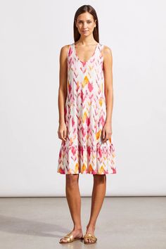 Front image of Tribal sleeveless printed pink dress. Breezy V-neck Sundress For Daywear, Pink Flowy Sleeveless V-neck Dress, Breezy Sleeveless Unlined Maxi Dress, White Viscose Summer Dress, Flowy Sleeveless V-neck Summer Dress, White Sleeveless V-neck Casual Dress, Pink Sleeveless Viscose Dress, Breezy Sleeveless Midi Dress For Daywear, Sleeveless Pink Viscose Dress