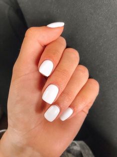 White Gel Nails, Pretty Nail Colors, Plain Nails, White Acrylic Nails, Simple Acrylic Nails, Cute Gel Nails, White Nail, Acrylic Nails Coffin Short