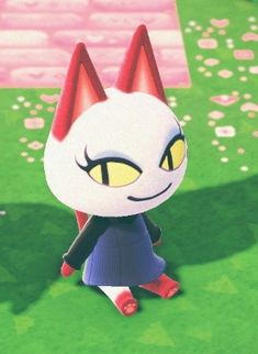 an animal crossing game character standing in the grass