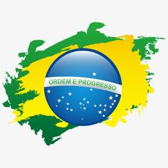 the flag of brazil painted on a white background with green and yellow paint splatters