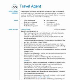 a professional resume for travel agent