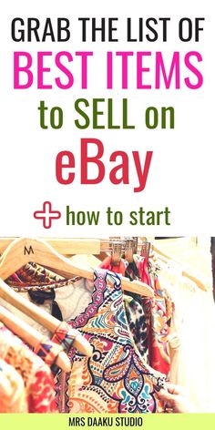 the book cover for grab the list of best items to sell on e - bay