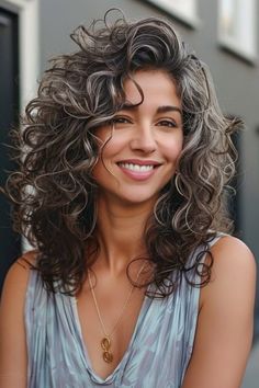 60 Perm hairstyles For Women For All Face Shapes Medium Length Beach Waves, Permed Hair Styles, Grey Hair At 40, Long Wavy Curls, Curly Balayage Hair, Beach Wave Perm, Hair Chop, Perm Hairstyles, Perfect Curly Hair