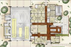 an aerial view of the floor plan for a building with multiple floors and large windows