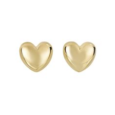 Large heart earring available in 14 karat (white gold, yellow gold and rose gold) Gold Heart Earrings, Gold Heart Earring, Minimalist Earrings Studs, Simple Stud Earrings, Ny City, Puffed Heart, Solid Gold Earrings, Tiny Studs, Heart Stud Earrings