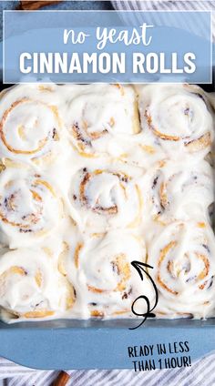 These no yeast cinnamon rolls are delicious cinnamon sugar cinnamon rolls, that are quick and easy, and ready in less than an hour! Perfect for an easy, sweet breakfast! Rhodes Cinnamon Rolls, Giant Cinnamon Rolls, Cinnabon Recipe, Cinnamon Filling, Rolls Homemade, Cinnamon Roll Recipe Homemade, Fluffy Cinnamon Rolls, Vegan Cinnamon Rolls, Best Cinnamon Rolls