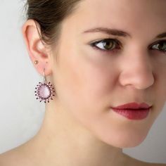 "I created this rose pink earrings by hand, using Swarovski teardrop 14*10mm, Swarovski pearls 3mm, Miyuki round seed beads, Miyuki Delica beads and Sterling Silver ear-wire * Measurements: Earring length: 1.37\" (3.5cm) Pendant diameter: 0.78\" (2cm) * The earrings will come beautifully packaged for a gift. * For other Teardrop earrings: https://www.etsy.com/il-en/shop/LioraBJewelry?ref=listing-shop2-all-items-count&section_id=18994268 * my shop: https://www.etsy.com/shop/LioraBJewelry * Sh Elegant Pink Sterling Silver Teardrop Earrings, Pink Crystal Round Earrings For Gift, Elegant Nickel-free Pink Earrings, Elegant Pink Teardrop Earrings As Gift, Elegant Nickel-free Pink Jewelry, Elegant Pink Teardrop Earrings For Gift, Handmade Pink Crystal Earrings In Sterling Silver, Handmade Pink Crystal Sterling Silver Earrings, Pink Sterling Silver Crystal Earrings As Gift