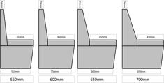 the size and width of three tall vases, each with different height measurements for each one