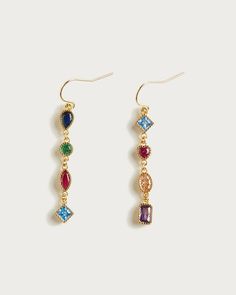 Darcy Earrings | En Route Jewelry Trendy Multicolor Single Earring, Multicolor Elegant Dangle Earrings, Elegant Multicolor Dangle Earrings, Multicolor Pierced Earrings For Party, Multicolor Single Earring For Party, Trendy Multicolor Crystal Earrings As Gift, Trendy Multicolor Crystal Earrings For Gift, Trendy Multicolor Crystal Earrings, Multicolor Linear Earrings Gift