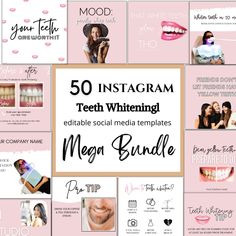 the 50 instagramm teeth whitening mega bundle includes images, text and photos