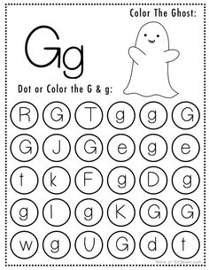 a printable worksheet for the letter g with an image of a ghost