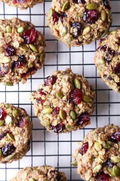 muffins with cranberries and nuts on a cooling rack