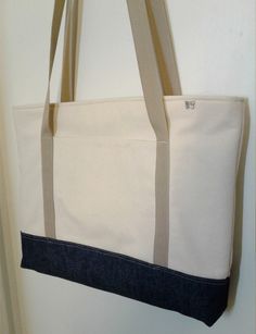 Organic Cotton Canvas Tote,  16.5w x 12.5h x 2d, Off White Tote Bag, Off White Market Bag, Bag, Purse,  4 pocket tote bag, Cotton Tote Bag by PandenteDesigns on Etsy White Canvas Bag With Double Handle For Daily Use, White Cotton Canvas Bag For Daily Use, White Cotton Bag With Canvas Lining, White Canvas Tote Bag With Zipper Pocket, White Canvas Shopping Bag With Pockets, Library Tote, Market Tote Bag, Weekender Tote Bag, White Tote Bag