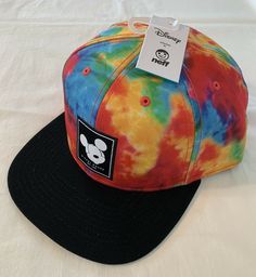 NEW Neff Disney Collection Mens Hat Cap Adjustable Snapback Mickey Mouse OS. Mens Mickey Ears Hat, Mens Hat, Hats Snapback, Hat Cap, Hats For Men, Tie Dye, Dye, Hats, Disney