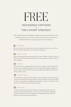 the 5 point strategy for instagramting on instagrams is shown in black and white