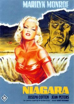 a movie poster for the film niagara with marilyn monroe and joseph cotten jean peters