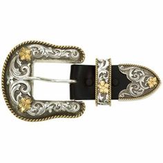 Montana Silversmiths Antiqued Two-Tone Filigree 3-Piece Belt Buckle Set Antique Filigree, Western Buckles, I'm Crazy, Western Belt Buckles, Western Belts, Western Jewelry, Wide Belt, Silver Filigree, Gold Flowers