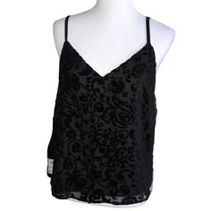 Excellent Condition, Size Medium, See Pictures For Measurements And Fabric Content. I Consider All Offers. Black Camisole For Spring Party, Black Party Camisole For Spring, Trendy Black Camisole For Night Out, Casual Black Camisole For Party, Shirred Blouse, Black Blouse Women, Floral Print V-neck Camisole, Y2k Long Sleeve, White Floral Top