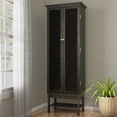 Ouellet Louvered Door 3 Drawer 2 Door Accent Cabinet Louvered Door, 2 Door Accent Cabinet, Classy Furniture, Door Accent Cabinet, House Paint Interior, Door Accent, Bedroom Armoire, Cottage Furniture, Tall Cabinet