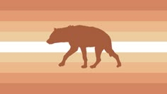 the silhouette of a hyena walking in front of an orange striped background