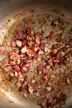 the food is being cooked and ready to be put in the oven for cooking,