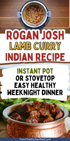 Lamb rogan josh recipe Instant Pot: Make this tasty easy instant pot lamb curry with minimal effort. Simply cook lamb, spices, and broth for an effortless yet flavorful Instant Pot curry recipe. Lamb Spices, Lamb Rogan Josh Recipe, Instant Pot Curry, Rogan Josh Recipe, Lamb Curry Recipes, Duck Curry, Cook Lamb, Lamb Rogan Josh, Easy Weeknight Dinners Healthy