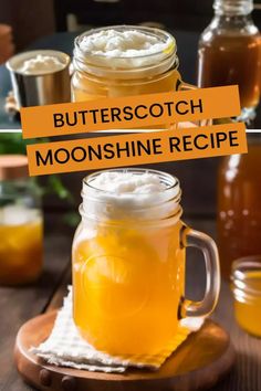 butterscotch moonshine recipe in a mason jar