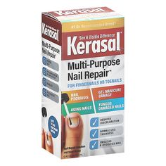 Kerasal 0.43 Fl. Oz. Multi-Purpose Nail Repair - Repair visibly damaged nails with Kerasal Multi-Purpose Nail Repair. This nail repair improves the appearance of fingernails or toenails damaged by psoriasis, gel manicures, aging or fungus while reducing discoloration and thickness. Gel Manicures, Nail Infection, Fungal Nail, Anklet Designs, Nail Repair, Damaged Nails, Brittle Nails, Ingrown Toe Nail, Toenail Fungus