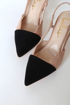 Business Shoes For Women, Cute Pumps, Beige Pumps, Classy Shoes, Soft Beige, Black And Beige, Elegant Shoes, Black Vegan, Pointed Toe Heels