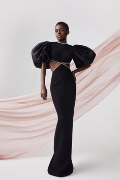 Long Black Evening Dress, Mode Emo, Bodycon Maxi Dresses, Black Evening Dresses, Mode Inspo, Looks Chic, Party Dress Long, Puffy Sleeves, Foto Inspiration