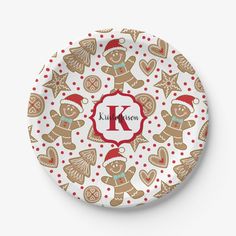 a personalized christmas plate with ginger cookies