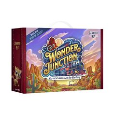 the board game wonder junction is on display in front of a red box with an image of