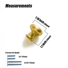 an image of brass knobs with measurements