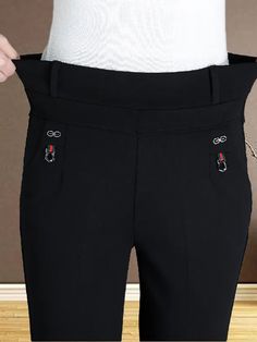 Mom's Winter Thicken Plush Pencil Pants Warm Office Plus Velvet High Waist Slim Pantalones Casual High Waist Non-stretch Winter Pants, Elegant Slim Fit Mid-rise Pants, Classic Slim Fit High-waisted Dress Pants, High Waist Non-stretch Bottoms With Zipper Closure, High Waist Elastane Pull-on Pants, Pencil Pants, Slim Waist, High Waist, Trousers