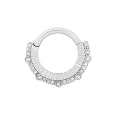 Introducing 'Awaken' – an enchanting laser-cut clicker adorned with genuine diamonds! This exceptional piece is meticulously crafted to infuse your daith or septum piercings with an irresistible allure and sophisticated charm. Details This style is a 16 Gauge 5/16" Gemstone: (5) 1mm and (18) 0.8mm round faceted Genuine Diamonds Clickers have a hinged clasp for an easy open / close Solid 14k gold - Available in Yellow & White Sold as a single Photo by @byesworld Septum Piercings, Buddha Jewelry, Single Photo, Septum Piercing, Yellow White, Laser Cut, Piercings, Diamonds, White Gold