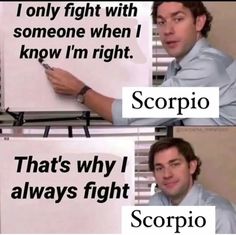 the man is writing on a whiteboard with words above it that say scorpioo