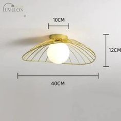 the ceiling light is shown with measurements