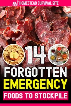 Here is a list of often forgotten emergency foods that offer extended shelf life and provide needed calories and nutrients in an emergency. Foods To Stockpile, Oven Jerky, Homestead Lifestyle, Emergency Preparedness Food Storage, Emergency Preparedness Food, Survival Foods, Stock Pile, Dehydrated Vegetables