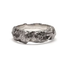 Stacking ring with raw-edges and deeply eroded texture. Ash Ring, Raw Texture, Ashes Ring, Avant Garde Jewelry, Jewellery For Men, Engagement Rings For Men, Salt And Pepper Diamond, Melbourne Australia, Stacking Ring