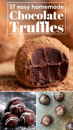 chocolate truffles with the words 17 easy homemade chocolate truffles