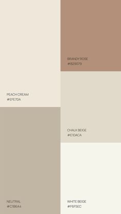 the different shades of beige and brown are shown in this color swat list for interior paint