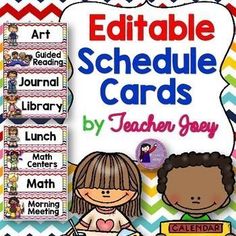 the editable schedule cards for students to use with their art projects and writing materials